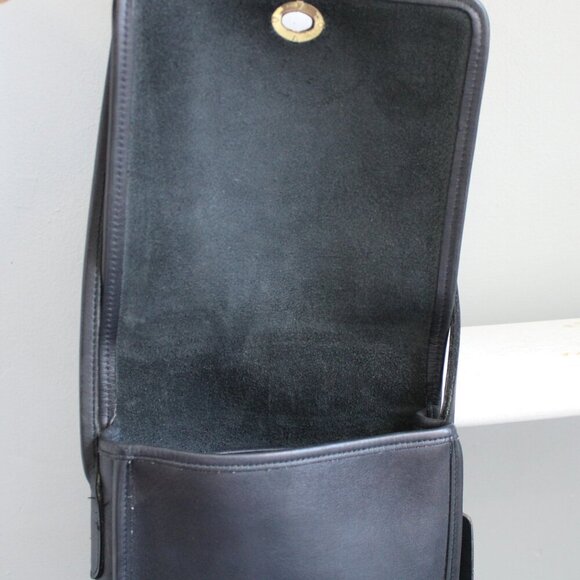 Coach VTG 80s Black Leather Compact Pouch Crossbody Bag Made in the USA 0135-596 - Picture 7 of 9